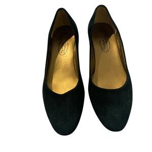 Talbot Black Suede Pointed Toe, Low Heel Pump - Rare Size 5B, Made in Brazil